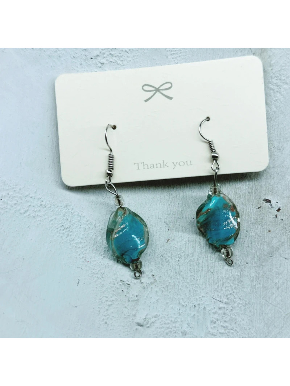 1021mc. Aqua Glass Earrings